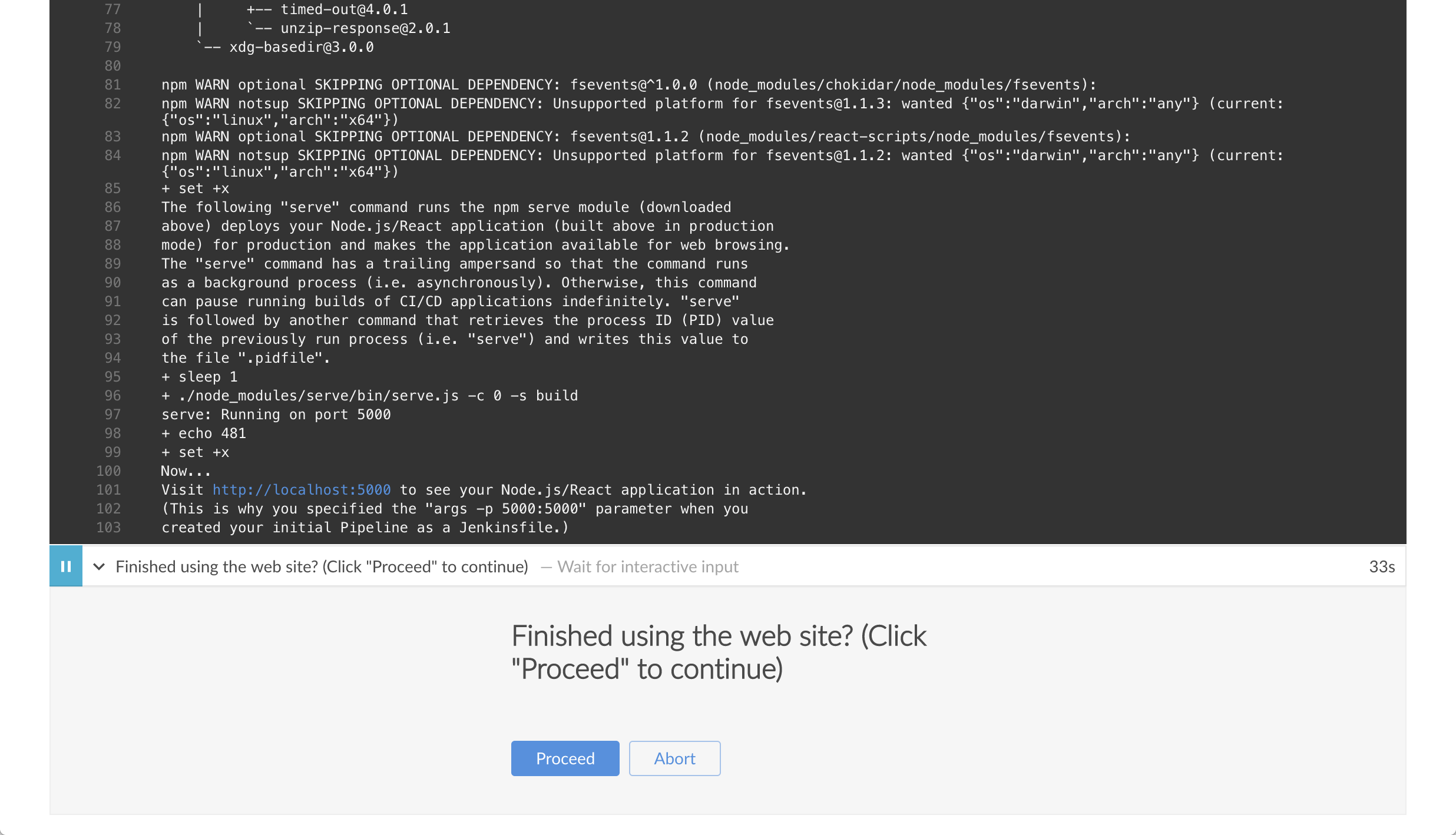 Shell Script step _Deploy for production_ stage opened