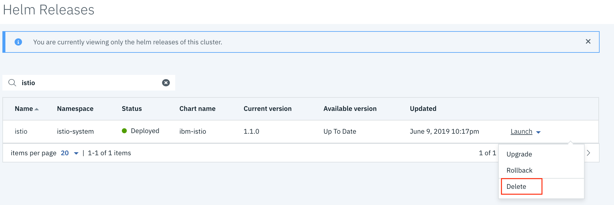 IBM 私有云 - 卸载 Istio